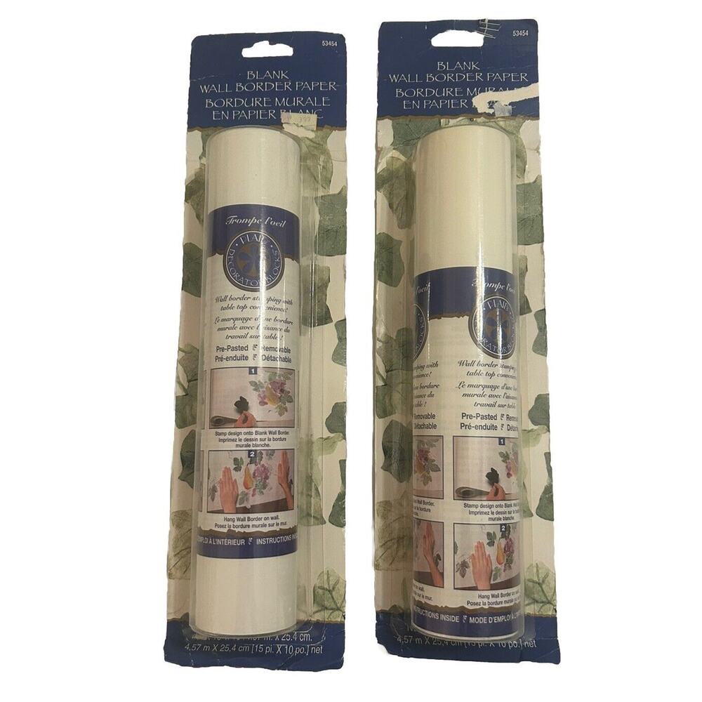 Blank Wall Border Paper 2‎ Rolls 53454 Plaid Enterprises 15' x 10" Paintable NWT